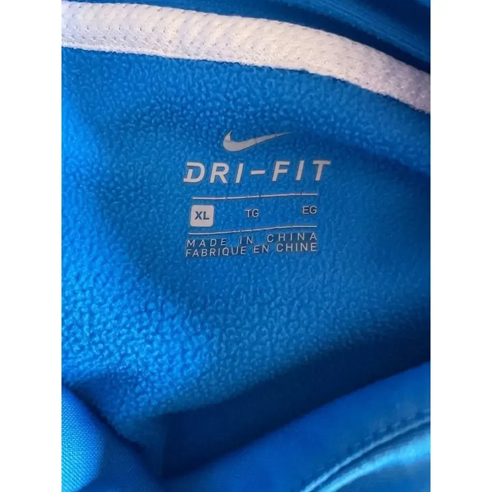 Nike Dri Fit Youth XL Hoodie Blue Athletic Pullover Swoosh Sleeve